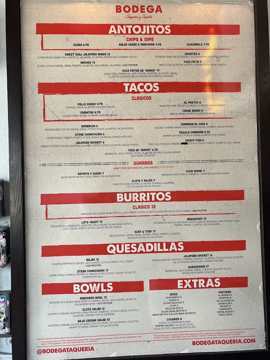 Bodega Taqueria y Tequila Menu - Image 1